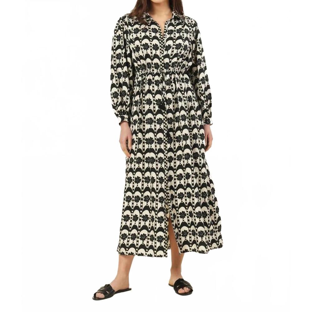 NEW OMIKA aria midi dress in bari dusk